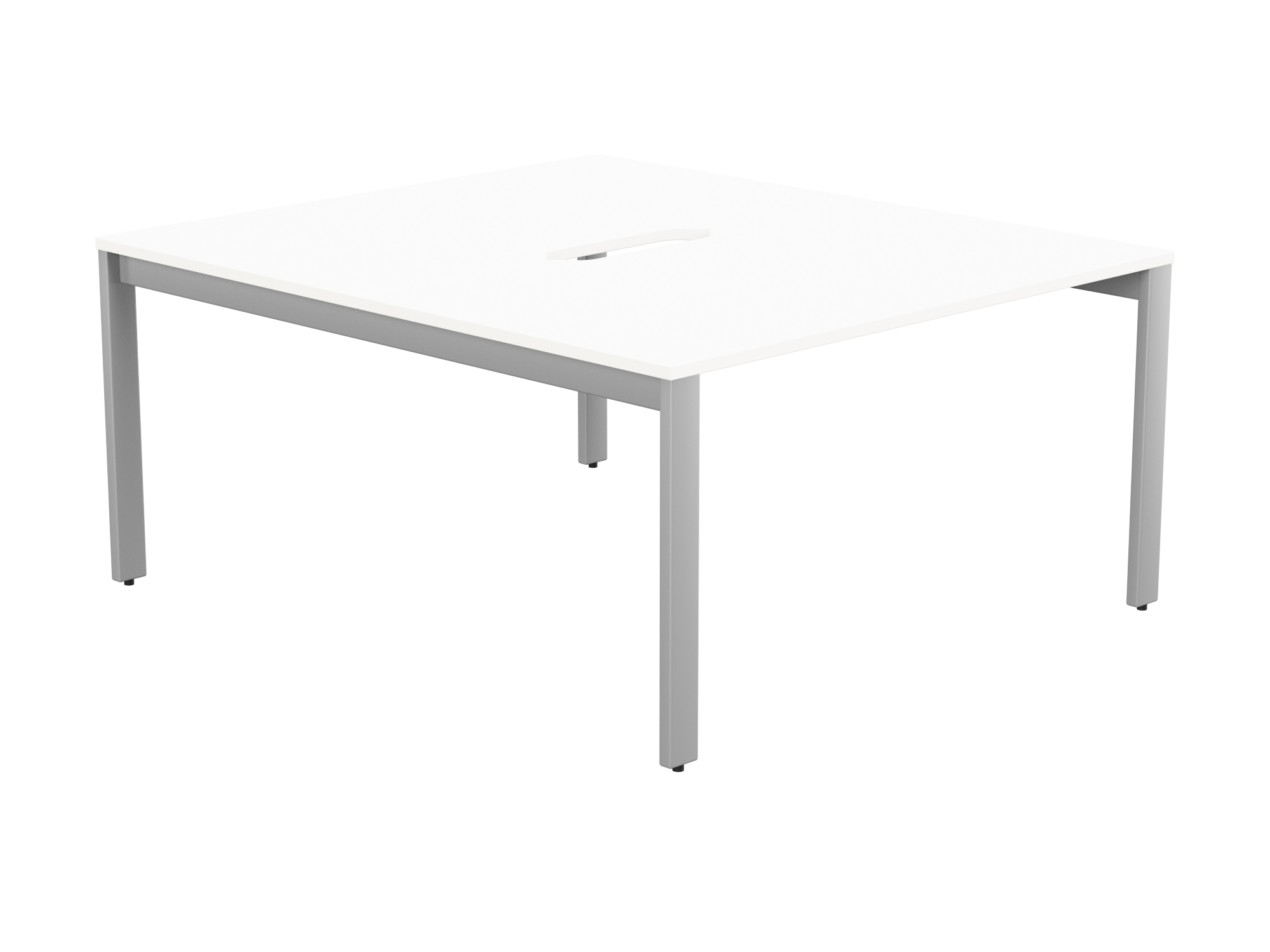 Switch 2 Person Bench Open Leg Scallop Top 1400 x 800 - Silver Frame / White Top