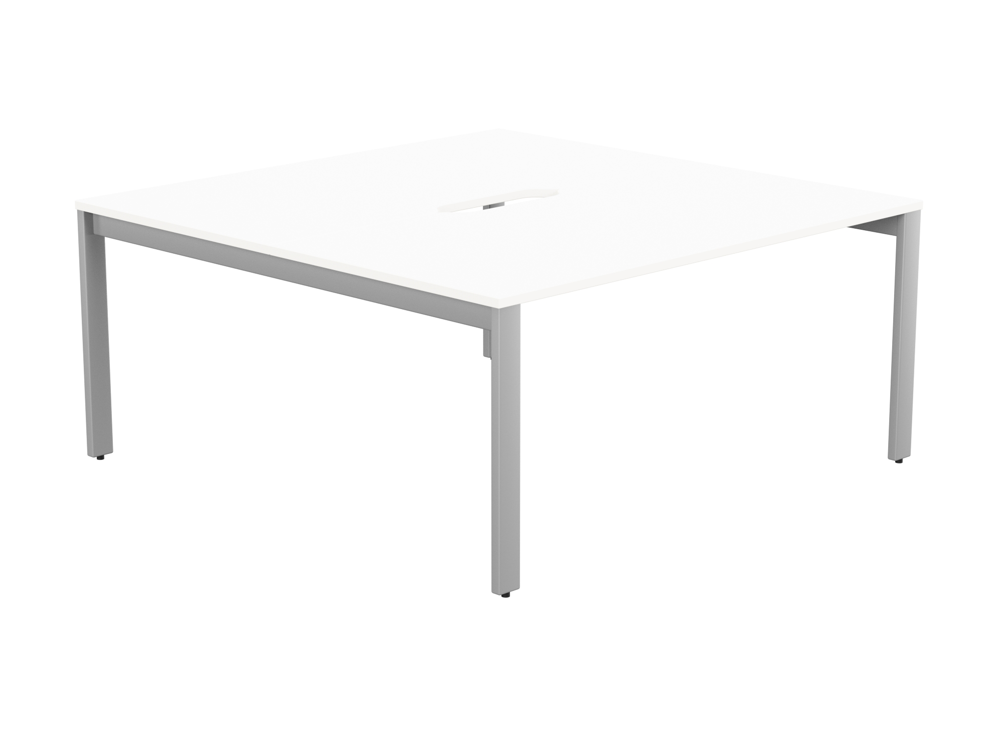 Switch 2 Person Bench Open Leg Scallop Top 1600 x 800 - Silver Frame / White Top