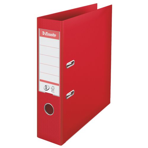 Esselte FSC No. 1 Power Lever Arch File PP Slotted 75mm Spine A4 Red Ref 811330 [Pack 10]