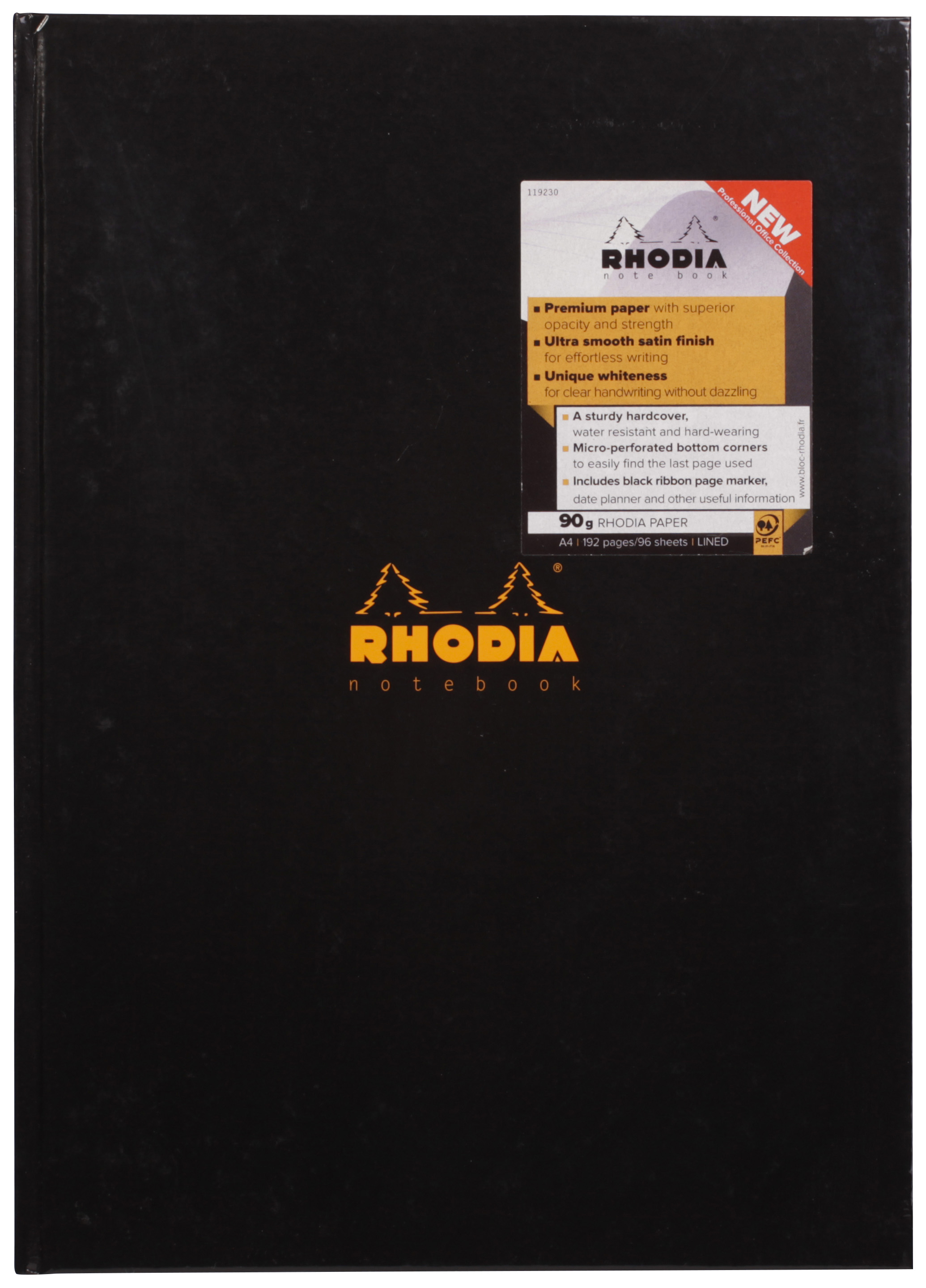 Rhodia A4 Hback Casebnd Ntbk 96sh PK3