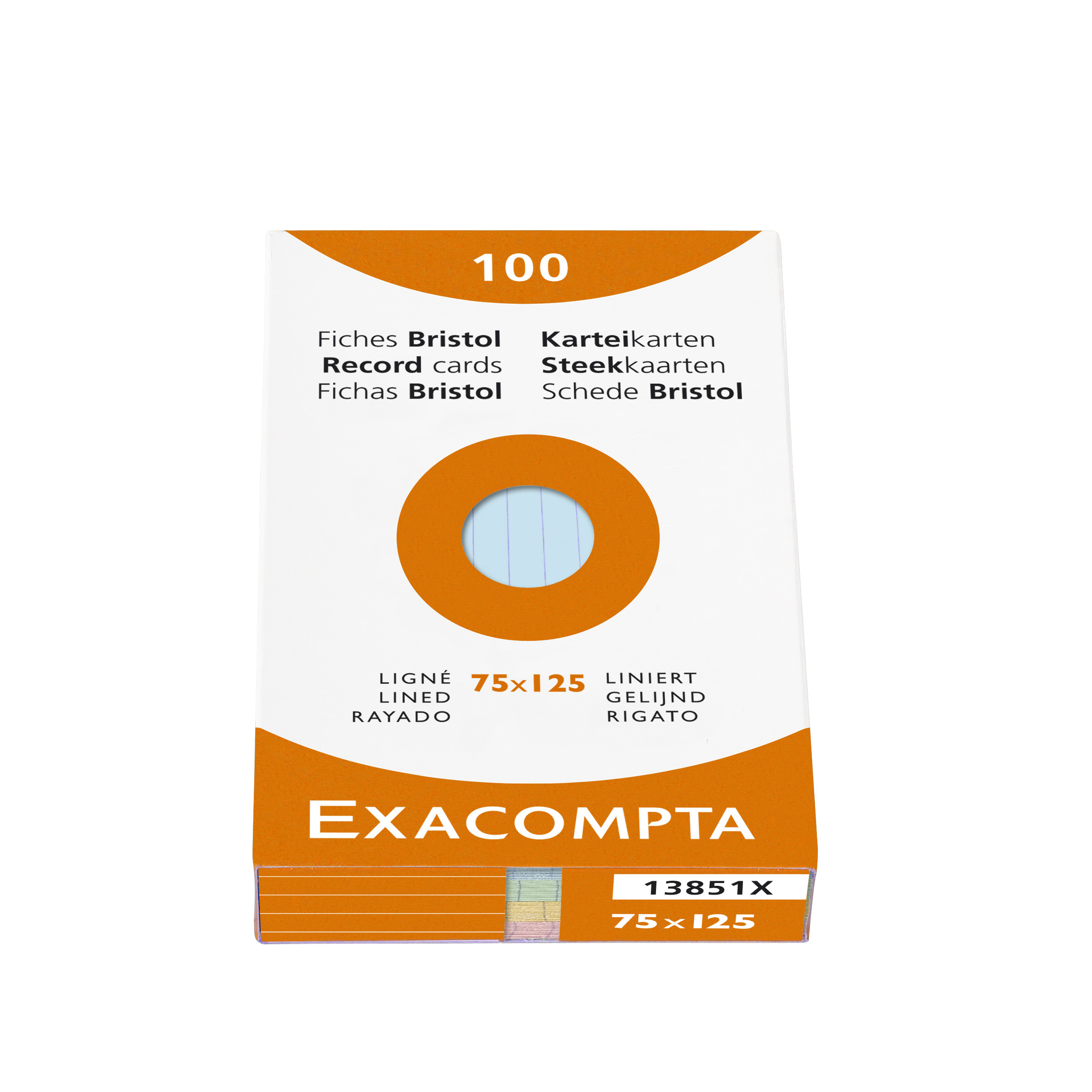 Exacompta Record Cards Ruled 125x75mm Assorted Colours (Pack 100) 13851X
