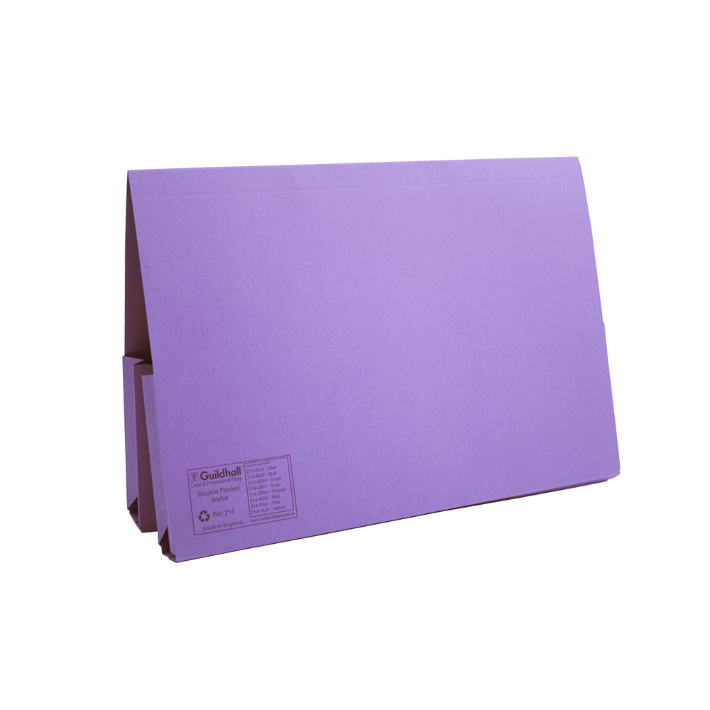 Guildhall Double Pocket Legal Wallet Manilla Foolscap 315gsm Mauve (Pack 25)