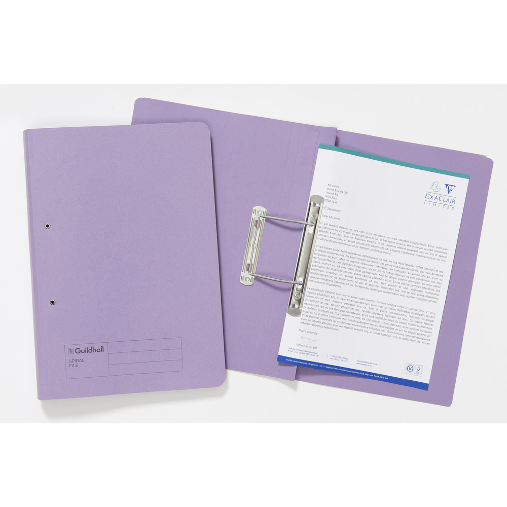 Legal Filing Guildhall Spring Transfer File Manilla Foolscap 285gsm Mauve (Pack 25)