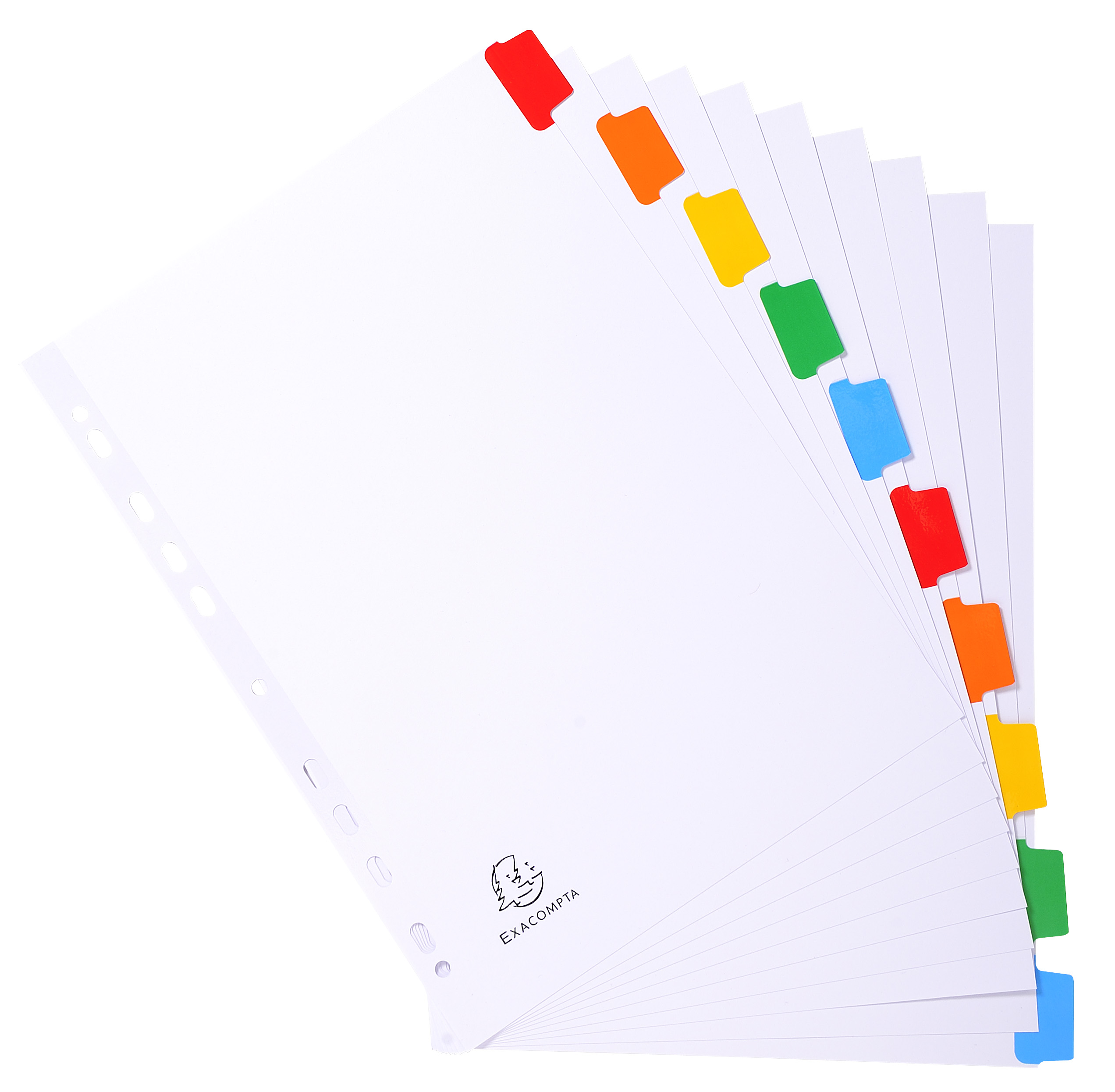 Exacompta Divider 10 Part A4 Extra Wide 160gsm Card White with Coloured Mylar Tabs