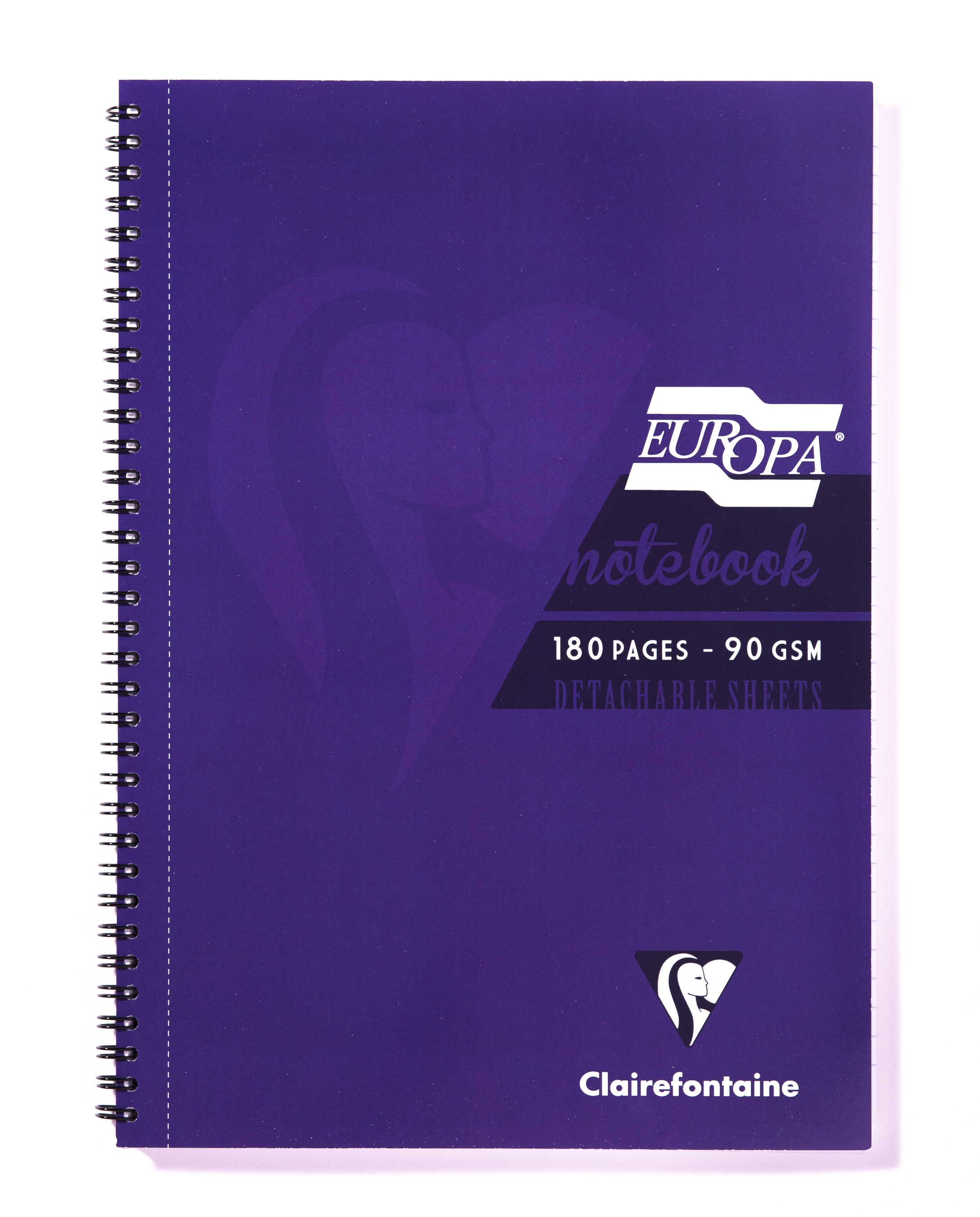 Clairefontaine Europa A5 Wirebound Card Cover Notebook Ruled 180 Pages Purple (Pack 5)