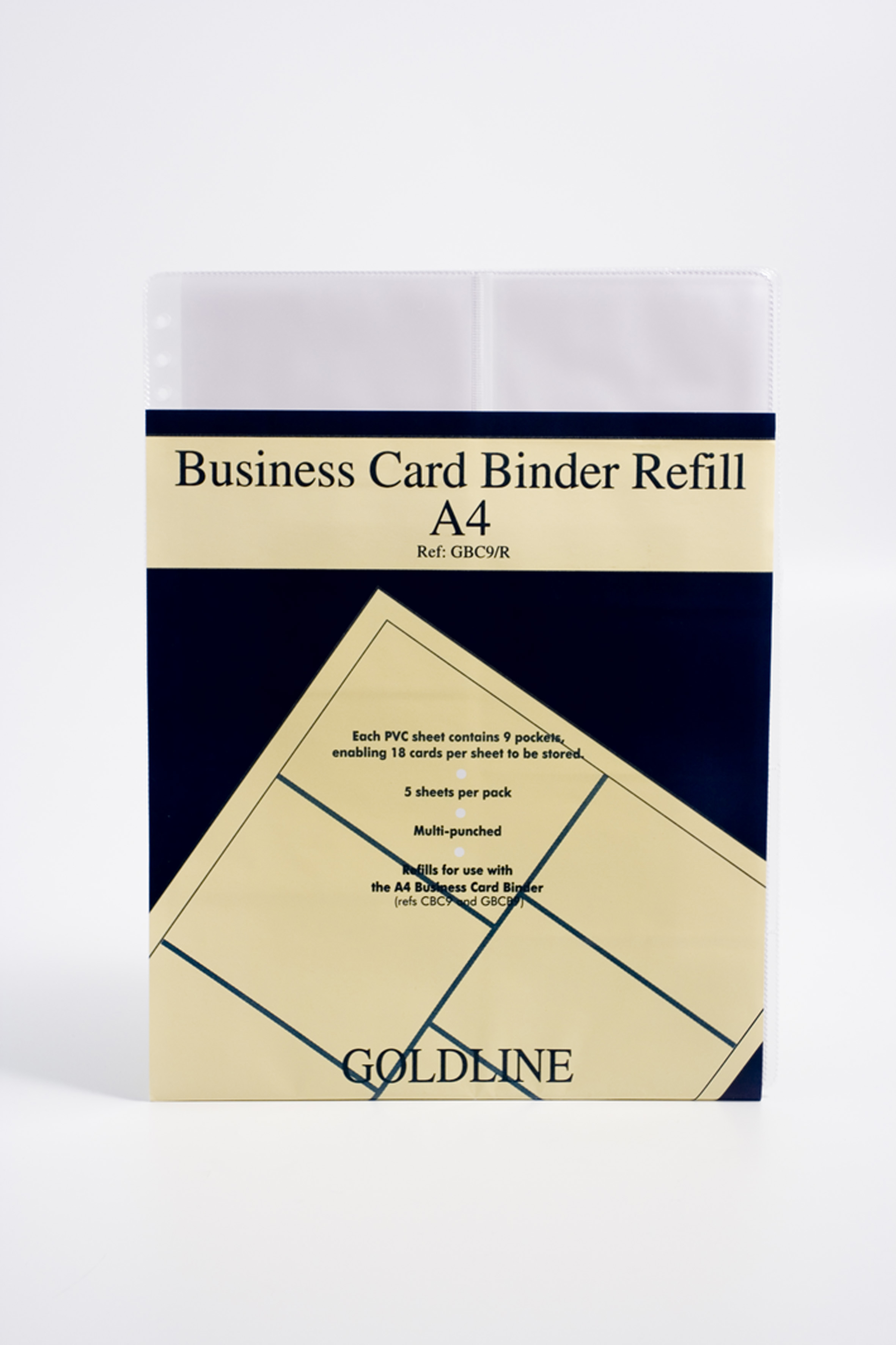Binders Goldline PVC Pocket Refill for A4 Business Card Binder (Pack 5) GBC9/RZ