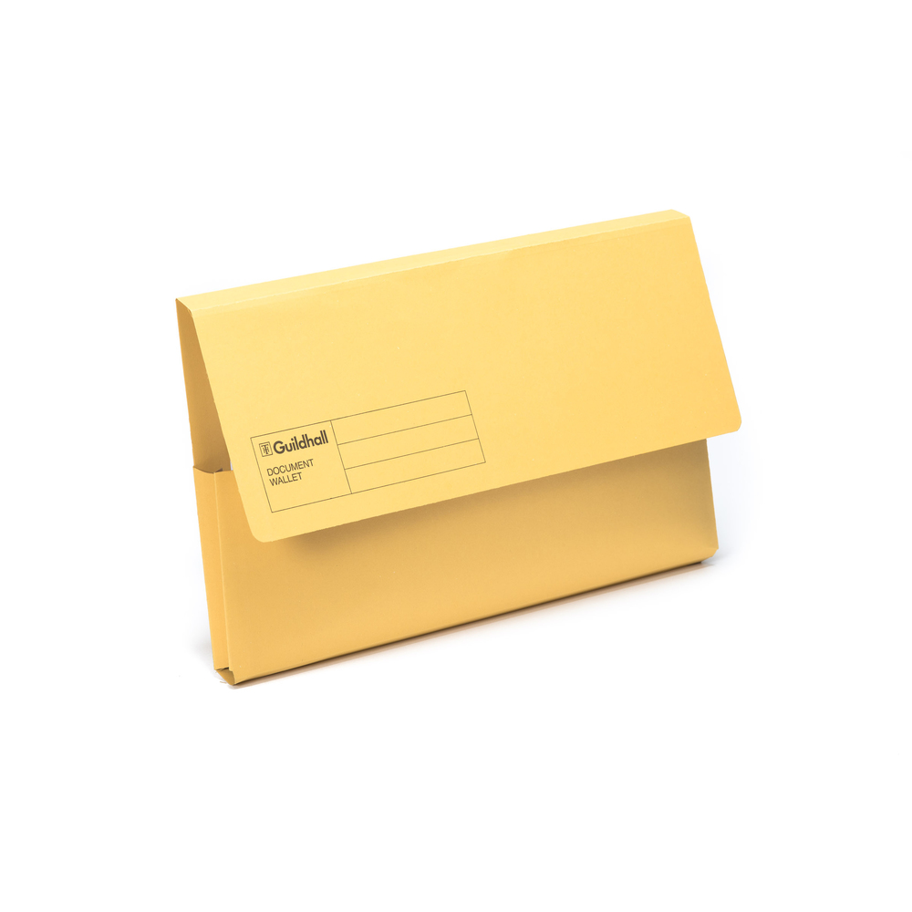 Guildhall Blue Angel Document Wallet Manilla Foolscap Half Flap 285gsm Yellow (Pack 50)