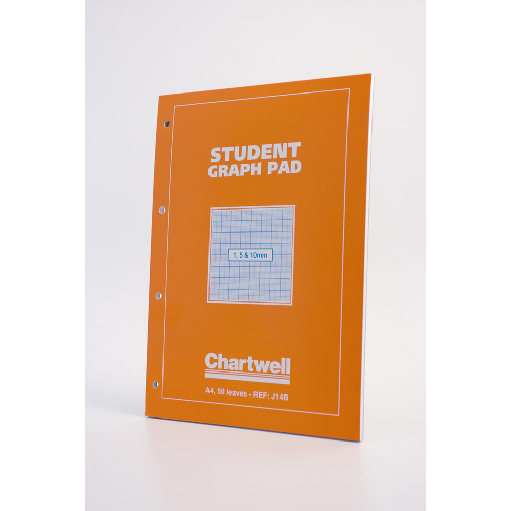 Chartwell Student A4 Graph Pad 1/5/10mm Grid 70gsm 50 Sheets White/Blue Gridded Paper (Pack 10)