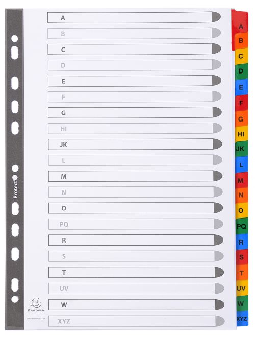 Exacompta Index A-Z A4 160gsm Card White with Coloured Mylar Tabs - 1111E