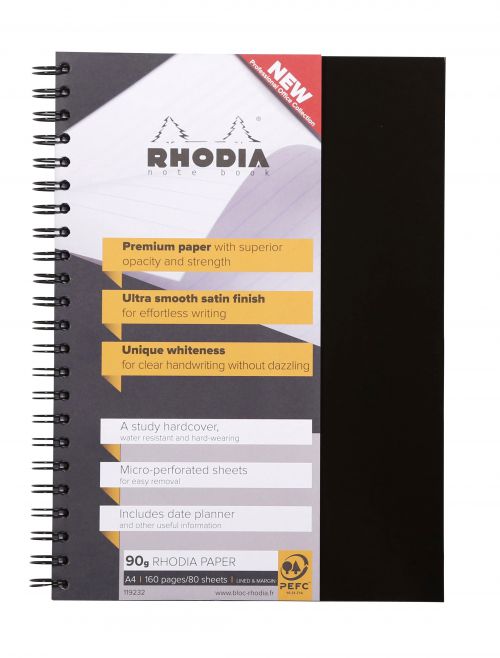 Rhodia+A4+Wirebound+Hard+Cover+Notebook+Ruled+160+Pages+%28Pack+3%29+119232C