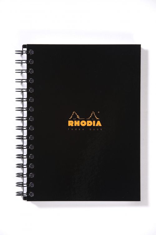 Spiral Note Books Rhodia A5 Wirebound Hard Cover Business Book A-Z Index Ruled 160 Pages Black (Pack 3)