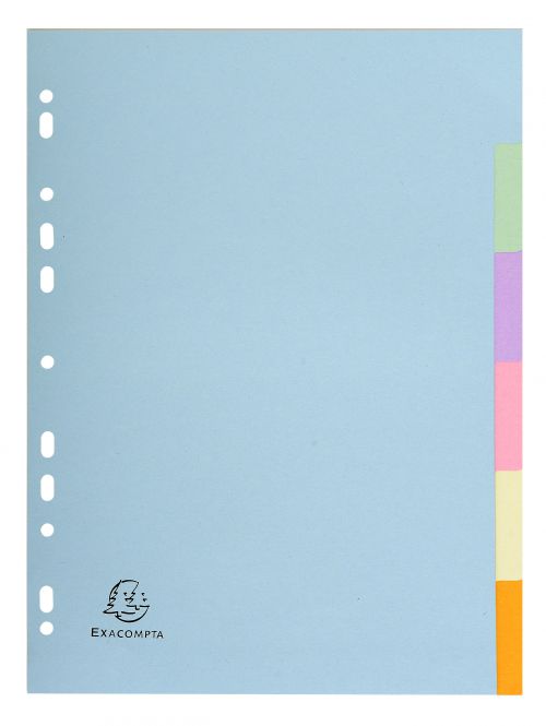 Exacompta Forever Recycled Divider 6 Part A4 170gsm Card Assorted Colours - 1606E