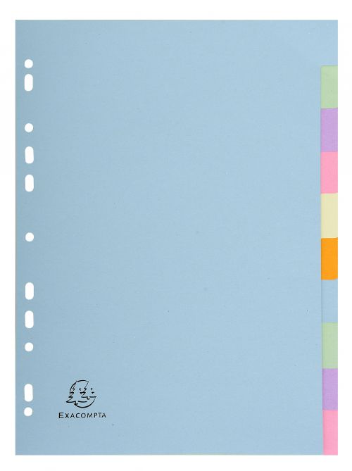 Exacompta Forever Recycled Divider 10 Part A4 170gsm Card Assorted Colours - 1610E