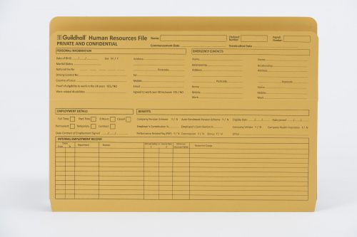 Guildhall Pre-Printed HR File Manilla 244x355mm 315gsm Yellow (Pack 50) - 211/​1300Z