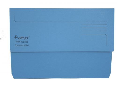 Exacompta Forever Document Wallet Manilla Foolscap Half Flap 290gsm Blue (Pack 25)