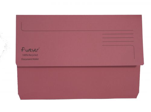 Document Wallets Exacompta Forever Document Wallet Manilla Foolscap Half Flap 290gsm Pink (Pack 25)