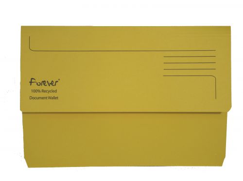 Document Wallets Exacompta Forever Document Wallet Manilla Foolscap Half Flap 290gsm Yellow (Pack 25)
