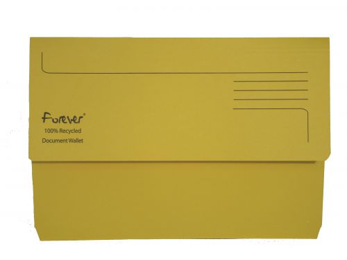 Exacompta Forever Document Wallet Manilla Foolscap Half Flap 290gsm Yellow (Pack 25) - 211/​5003Z