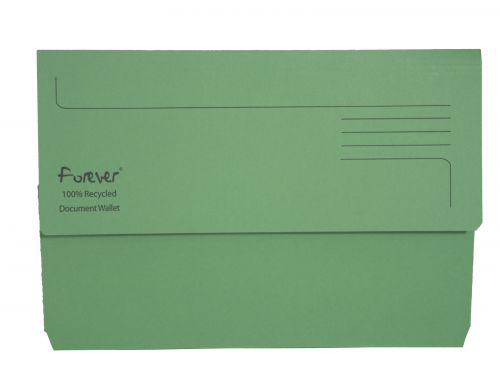 Document Wallets Exacompta Forever Document Wallet Manilla Foolscap Half Flap 290gsm Green (Pack 25)