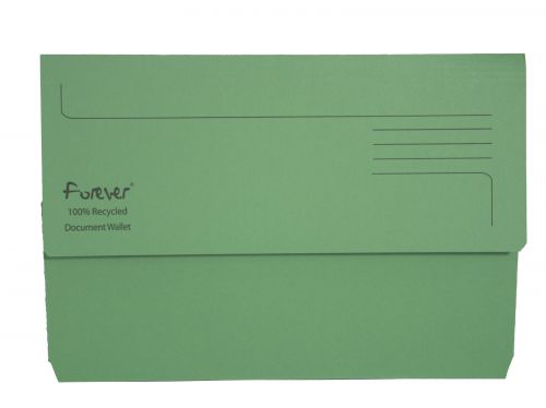 Exacompta Forever Document Wallet Manilla Foolscap Half Flap 290gsm Green (Pack 25) - 211/5004Z