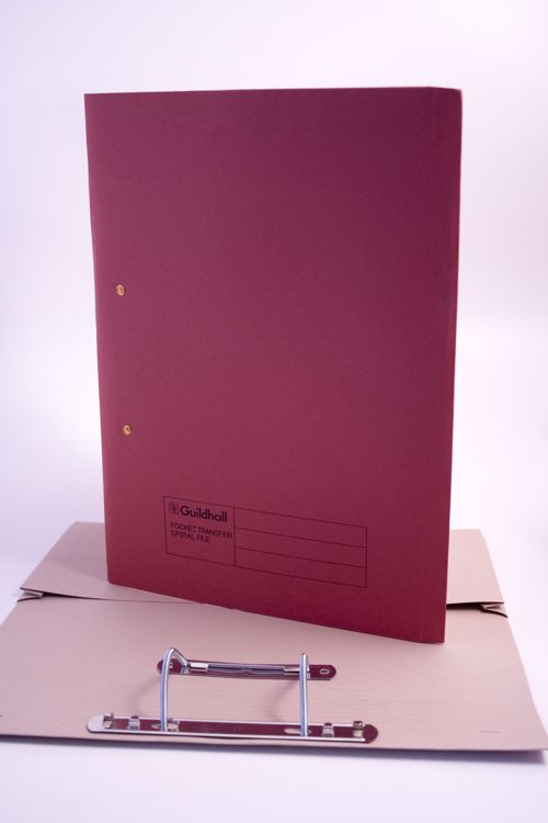 Guildhall Spring Pocket Transfer File Manilla Foolscap 420gsm Red (Pack 25) - 211/6005Z