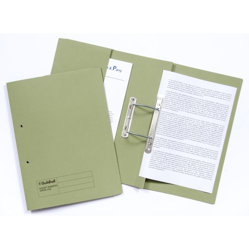 Guildhall Transfer Spring Transfer File Manilla Foolscap 315gsm Green (Pack 25) - 349-GRNZ