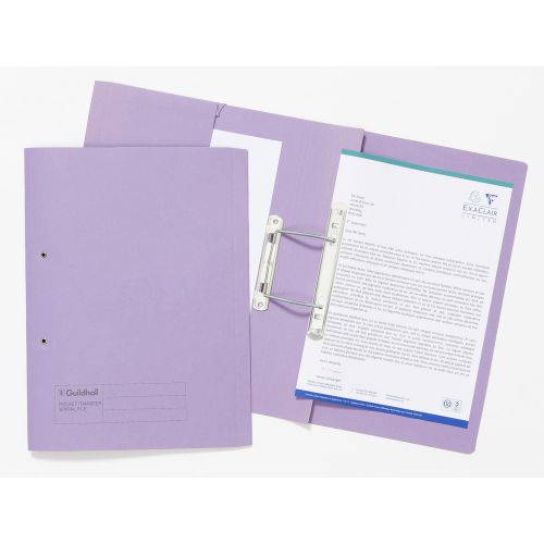 Guildhall Spring Pocket Transfer File Manilla Foolscap 315gsm Mauve (Pack 25) - 349-MVEZ