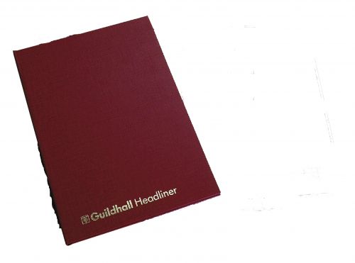 Guildhall Headliner Account Book Casebound 298x203mm 6 Cash Columns 80 Pages Red
