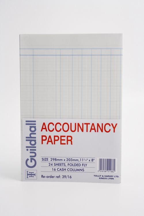 Accounts Binders & Refills Guildhall Account Paper 298x203mm 16 Cash Column 24 Sheets 39/16Z