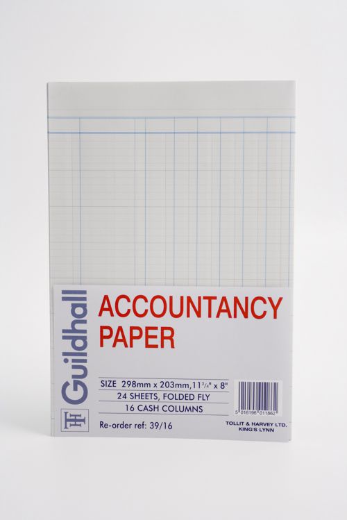 Guildhall Account Paper 298x203mm 16 Cash Column 24 Sheets 39/​16Z