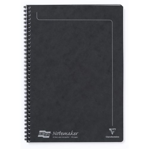 Europa Notebook Sidebound Twin Wire 90gsm Ruled Micro Perforated 120pp A4 Black Ref 4862Z [Pack 10]