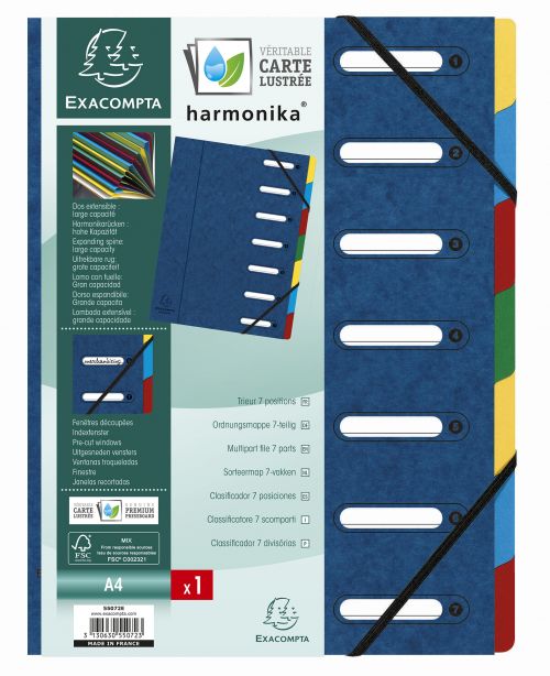 Exacompta Harmonika Multifile Manilla A4 7 Part 425gsm Blue