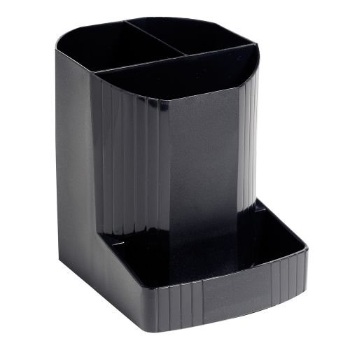 Exacompta+ECOBlack+Mini-Octo+Recycled+Pen+Pot+3+Compartments+Black+-+675014D