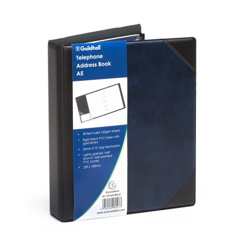 Exacompta Guildhall Telephone Address Book A-Z index A5 Blue DTAA5/BL