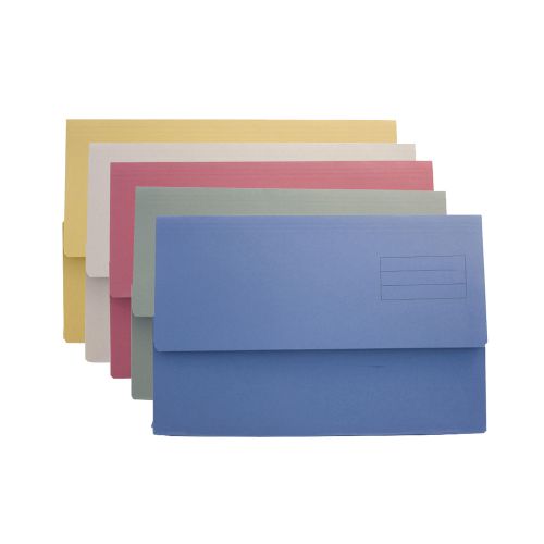 Document Wallets Exacompta Document Wallet Manilla Foolscap Half Flap 250gsm Assorted (Pack 50)