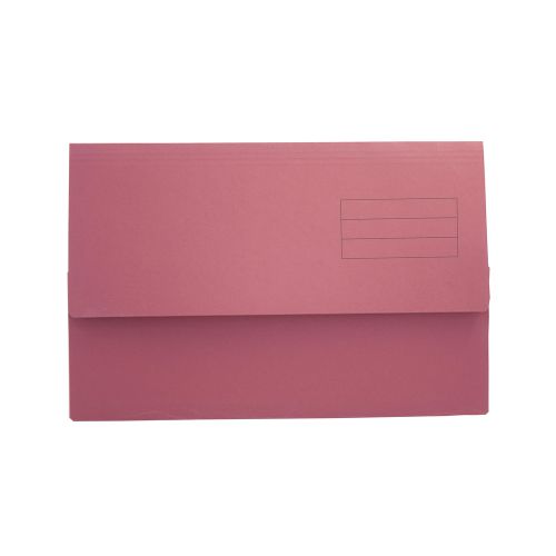 Exacompta Document Wallet Manilla Foolscap Half Flap 250gsm Red (Pack 50) - DW250-REDZ