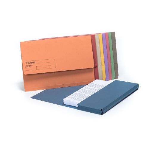 Guildhall Document Wallet Manilla Foolscap 285gsm Assorted Colours (Pack 50) - GDW1-ASTZ