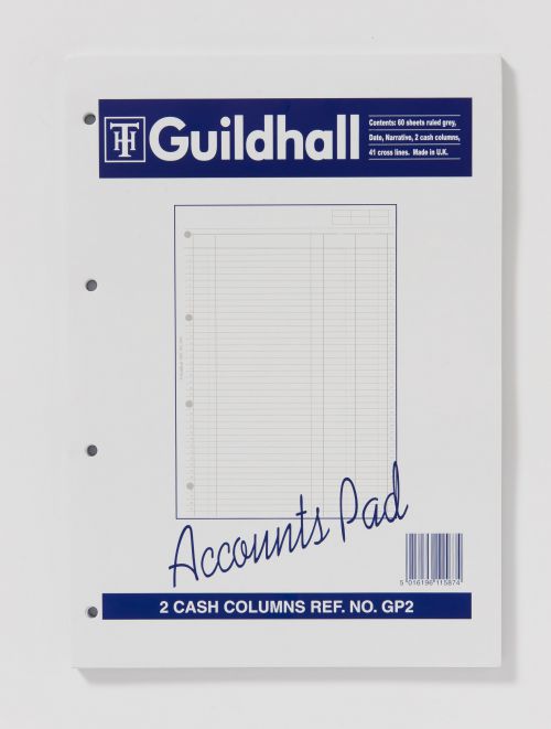 Guildhall+A4+Ruled+Account+Pad+with+2+Cash+Columns+and+60+Pages+White+GP2Z