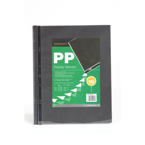 Plastic Pockets Goldline Display Sleeves Polypropylene A3 3 Holes 150 Micron Top Opening Clear (Pack 10) PDSA3Z