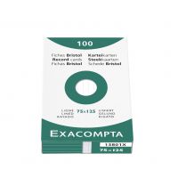 EXACOMPTA RECORD CARDS RULED 125X75MM WH