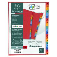 Exacompta Index A-Z A4 225gsm Pressboard Assorted Colours - 4803Z