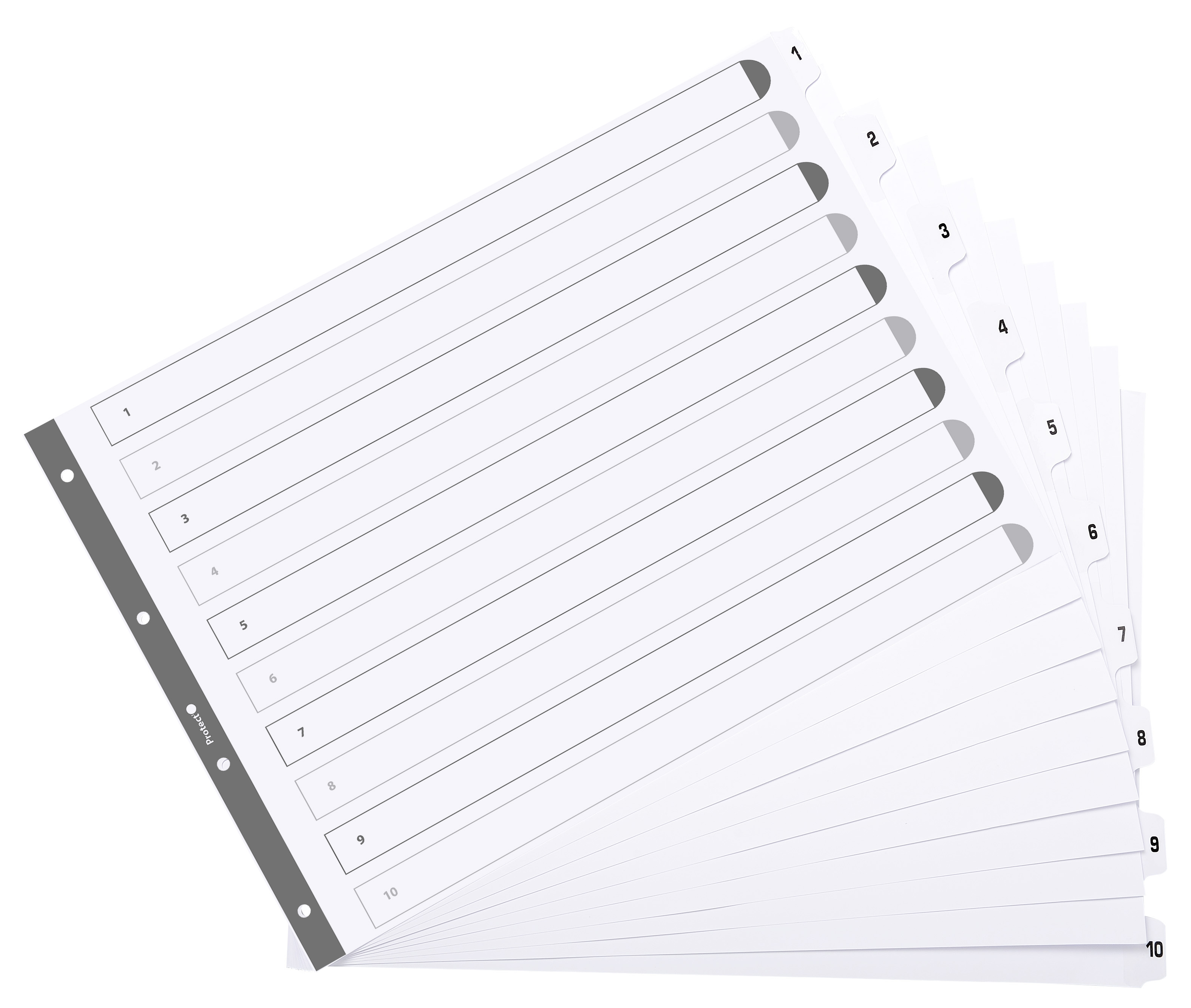 Exacompta Index 1-10 A3 160gsm Card White with White Mylar Tabs