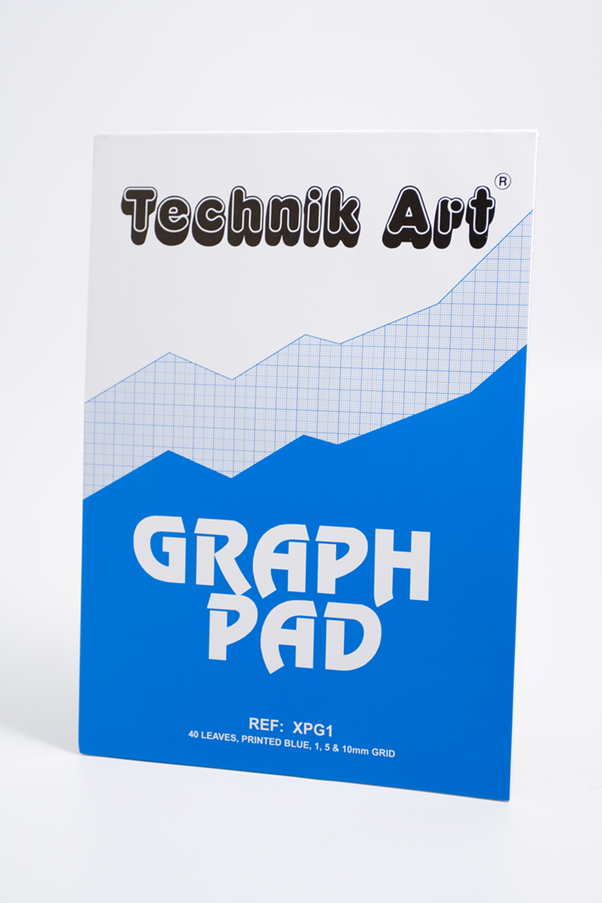 Technik Art A4 Graph Pad 1 5 and 10mm 70gsm 40 Sheets White/Blue Grided Paper XPG1Z