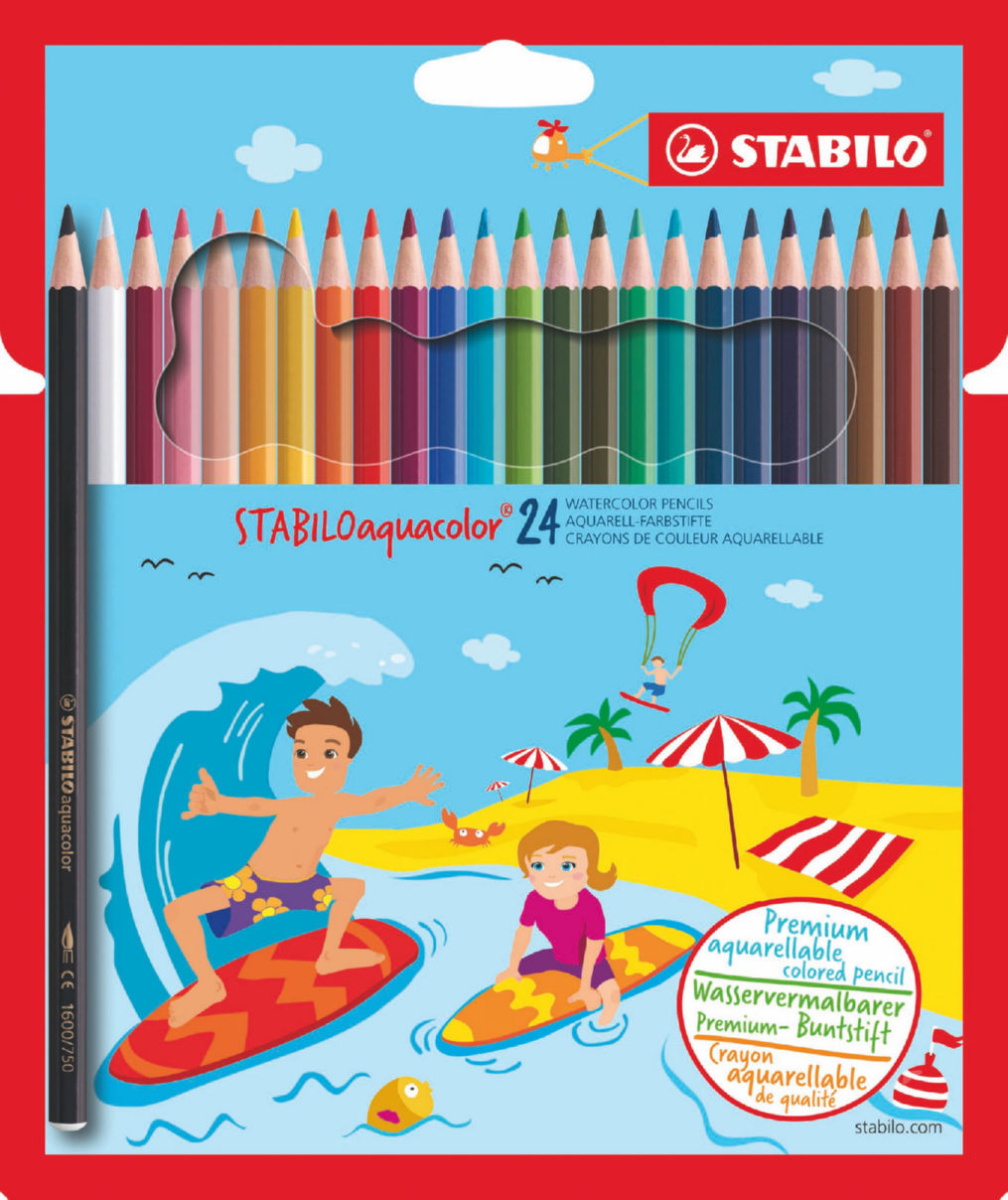 Colouring / Drawing Pencils STABILOaquacolor Water Colour Colouring Pencil Assorted Colours (Wallet 24)