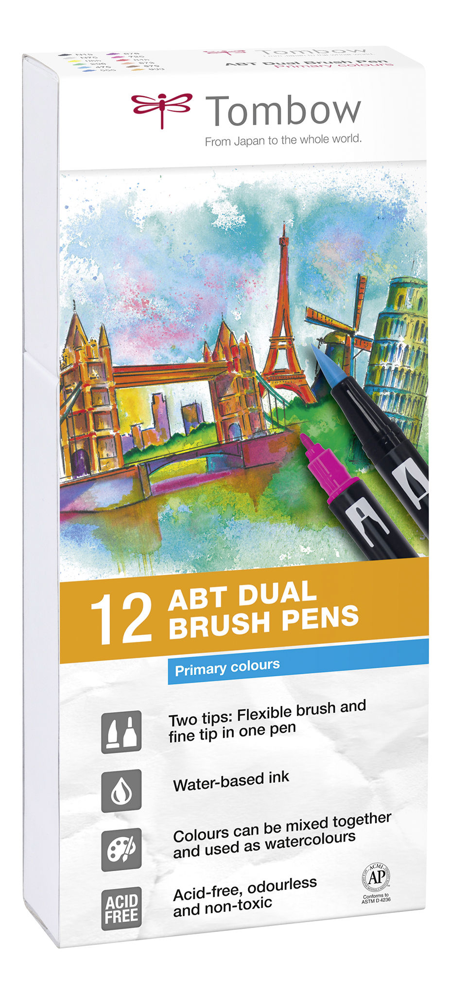 ABT Dual Brush Pen Primry clrs PK12