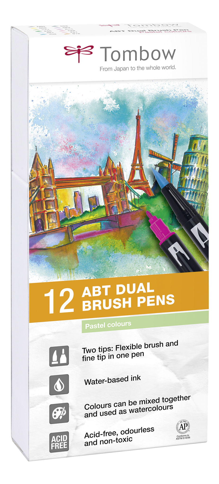 ABT Dual Brush Pen Pastel clrs PK12