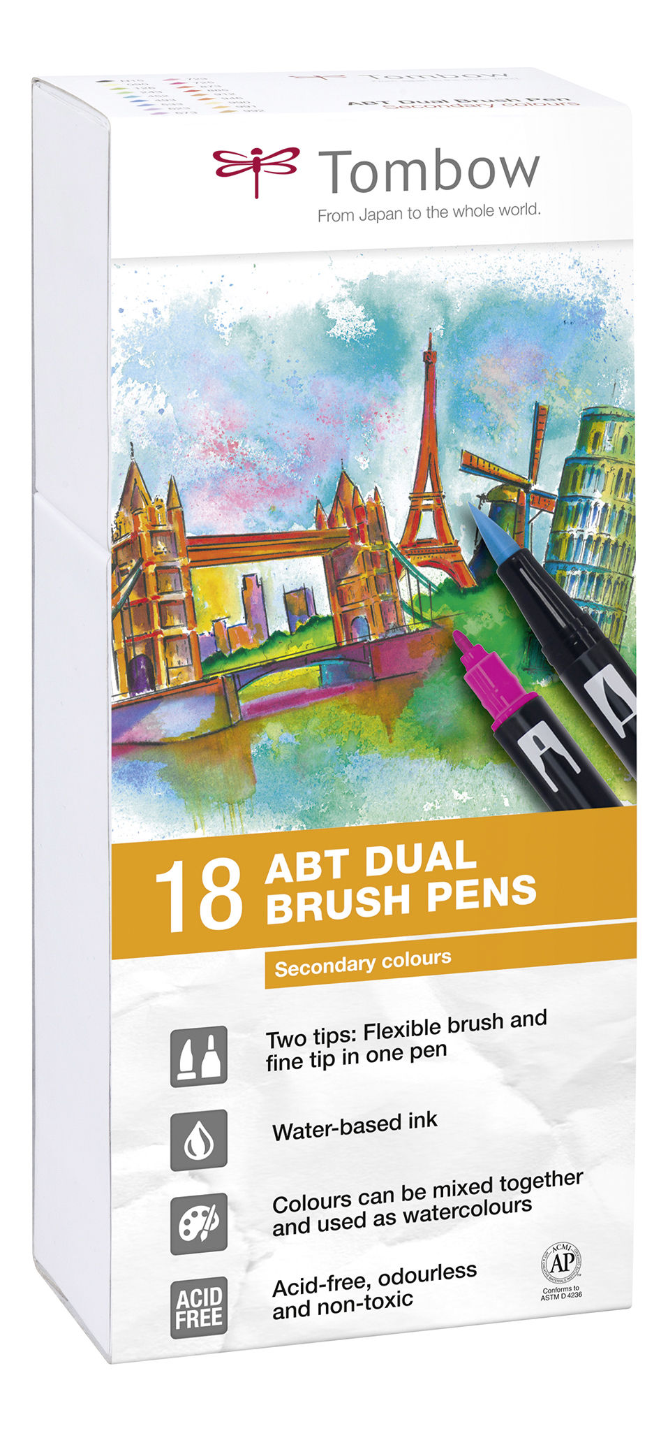 ABT Dual Brush Pen Scndry clrs PK18