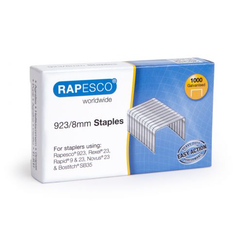 Staples Rapesco 923/8mm Galvanised Staples (Pack 1000)