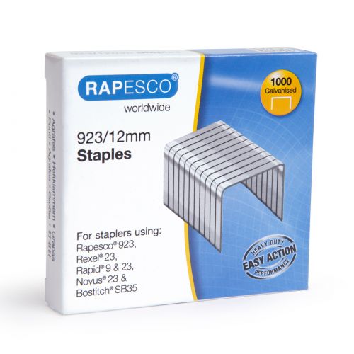 Staples Rapesco 923/12mm Galvanised Staples (Pack 1000)