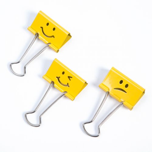 Clips Rapesco Foldback Clip 19mm Assorted Emojis Yellow (Pack 20)